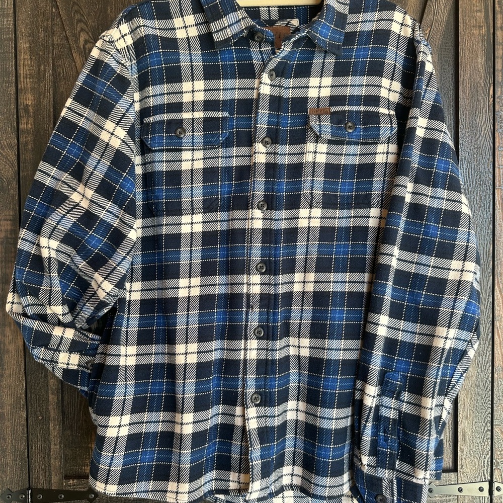 Orvis Navy and White Flannel Men's Shacket